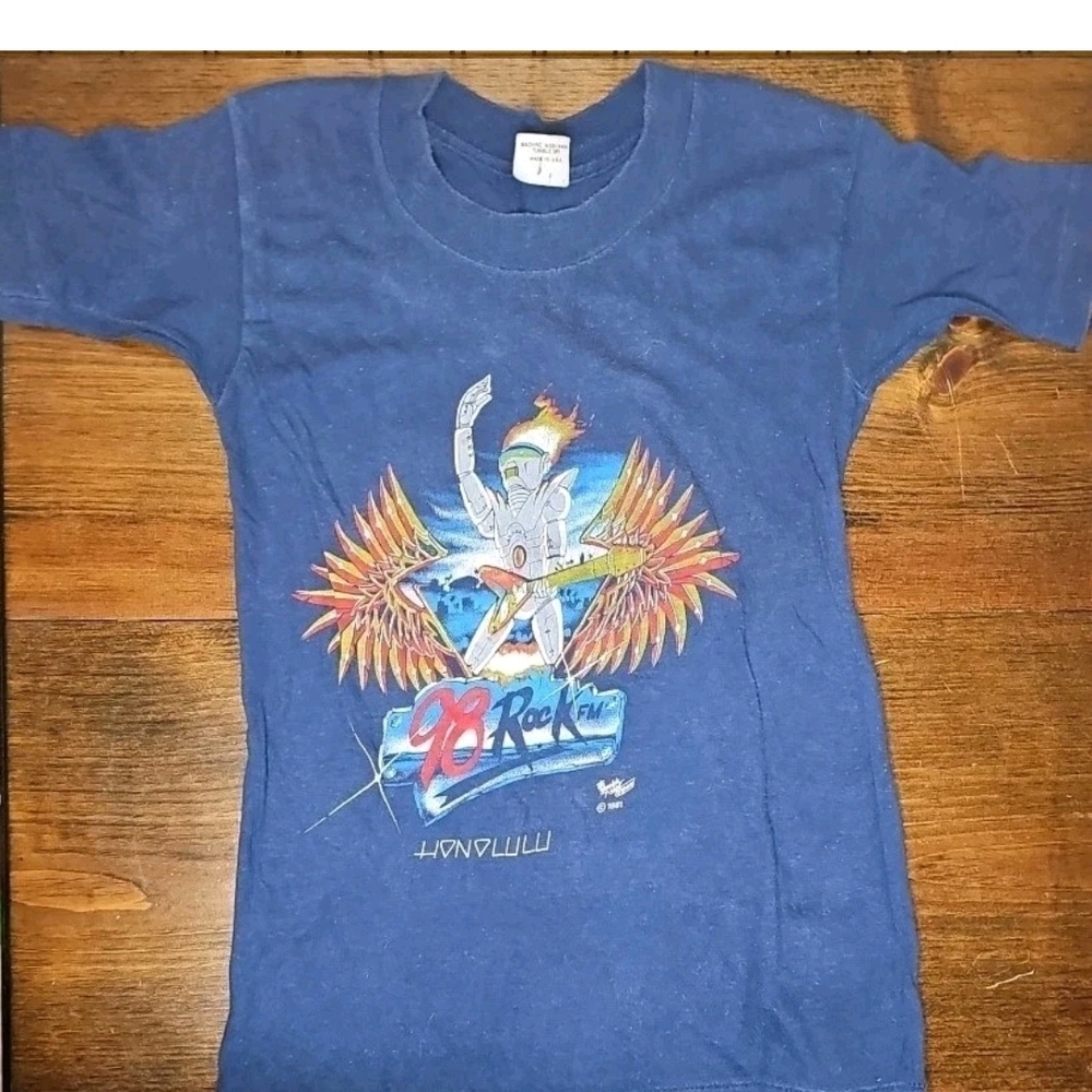 Vintage 1981 Honolulu Kids Tshirt 98 Rock FM Sz 10M12 Belton Single Stitch
